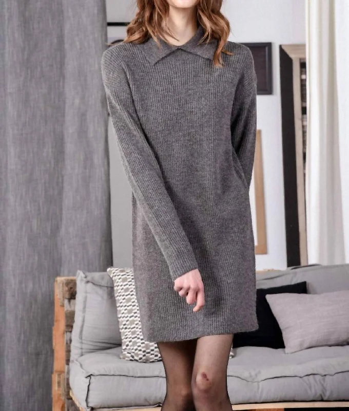 Rib Knit Tube Dress In Dark Grey Women's Formal Event Outfit