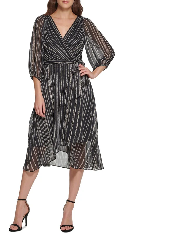 Womens V-Neck Calf Wrap Dress Chic Women's Clothing for Work and Travel