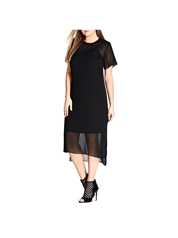 Plus Womens Illusion Midi Party Dress Women Wear Brands