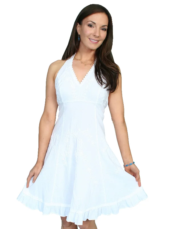 Scully Cantina Collection Halter Dress White 100% Cotton Soutache Women's Holiday Clothing