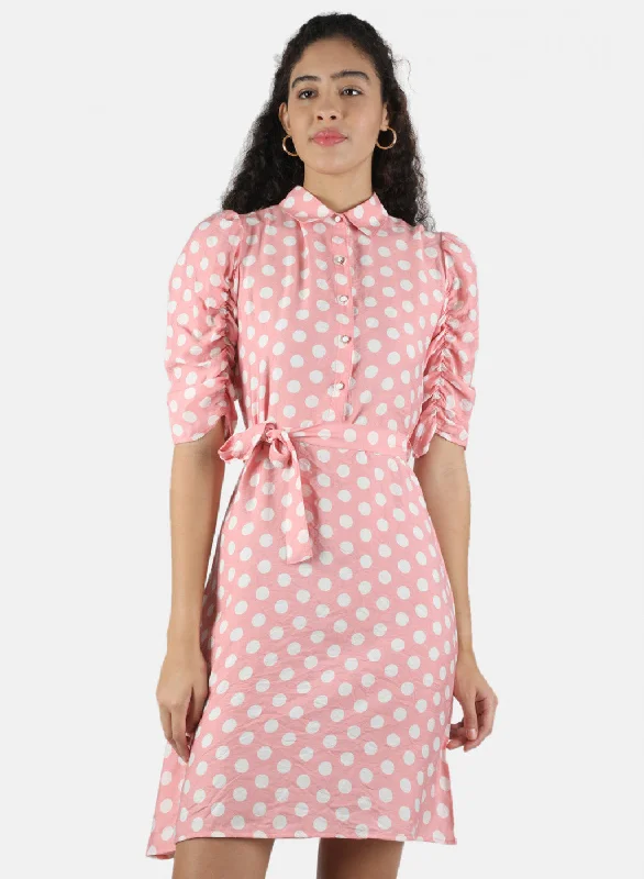 Women Pink Printed Dress High-Quality Women's Fashion Dresses