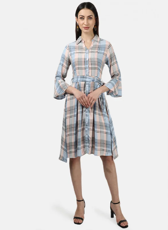 Womens Multi Color Check Dress Timeless Women's Fashion Styles