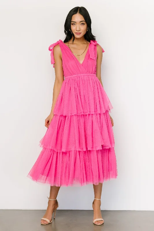 Tessa Tiered Tulle Tank Dress | Hot Pink Women's Formal Event Attire