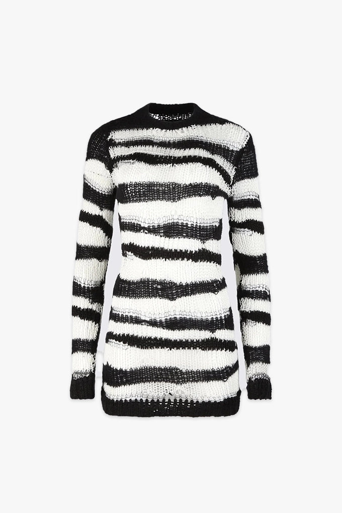 AKAMU DRESS | WHITE BLACK STRIPE Women's Stylish Casual Garments