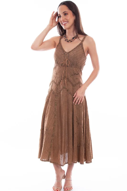 Scully Honey Creek Womens Spaghetti Strap Dress Copper 100% Cotton Long Women's Loungewear Clothes