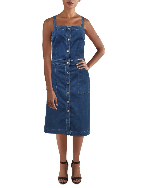 Darcie Womens Denim Knee Shift Dress Women's Transitional Garments