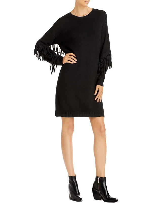 Womens Knit Fringe Sweaterdress Women's Casual Wear Outfit