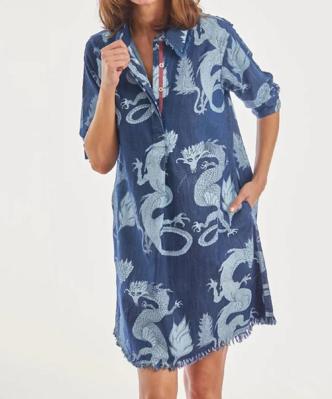 Chatham Dress In Denim Dragon Online Boutiques Affordable