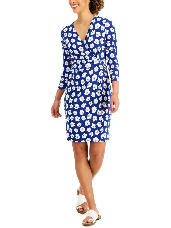 Womens Knit Printed Wrap Dress Bold and Elegant Women's Fashion