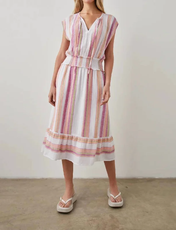 Ashlyn Dress In Hibiscus Stripe Women's Holiday Outfit