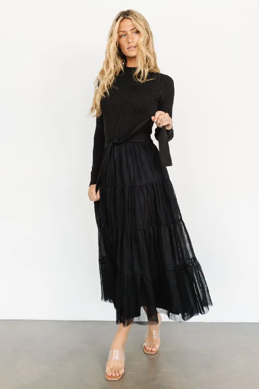 Demi Sweater Tulle Dress | Black Women's Resort Attire