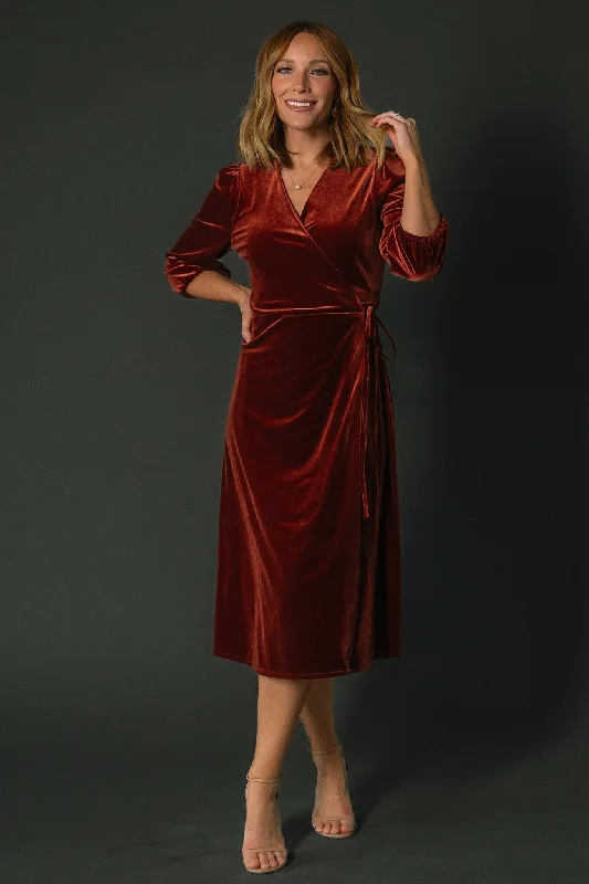 Beckinsale Velvet Wrap Dress | Cinnamon Luxury Women's Fashion