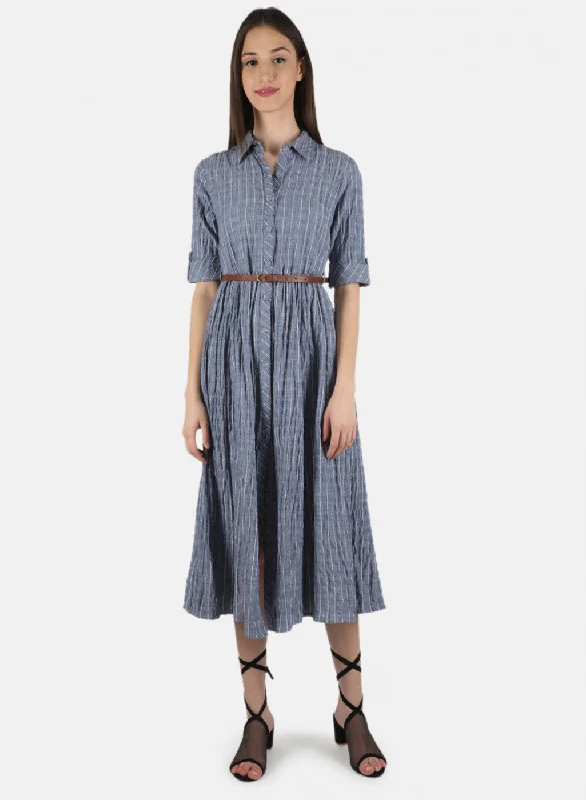 Women Blue Check Dress Extreme Clearance Deals