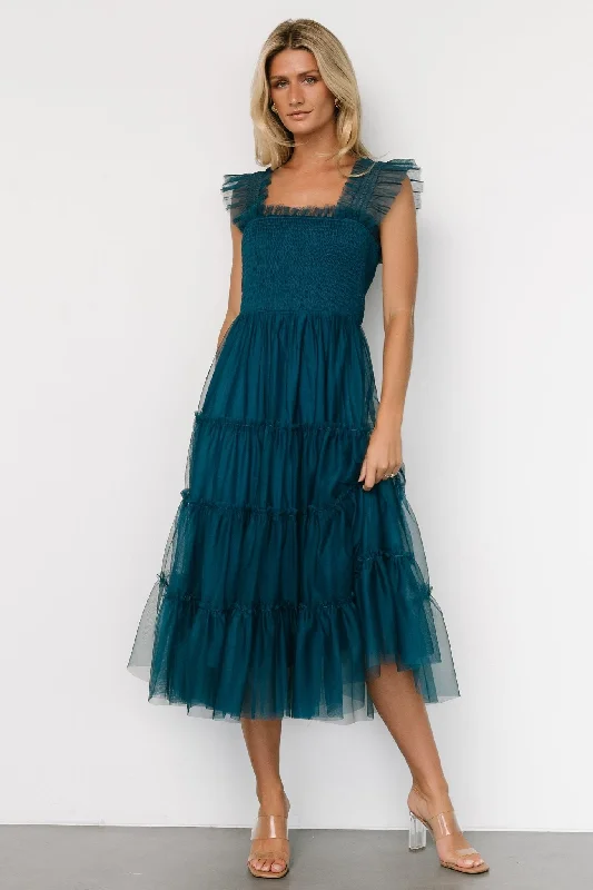 Emma Smocked Tulle Dress | Teal Modern Women's Outfit