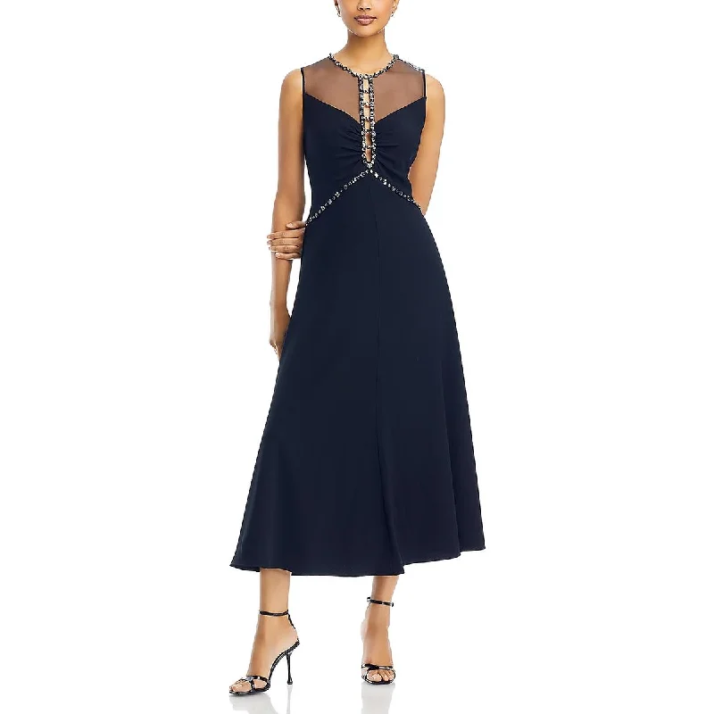 Everly Womens Embellished Illusion Evening Dress Stylish Women's Garments For Holidays