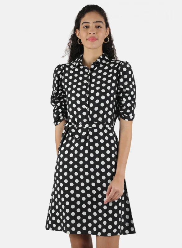 Women Black Printed Dress Trendy Women's Apparel for All Seasons