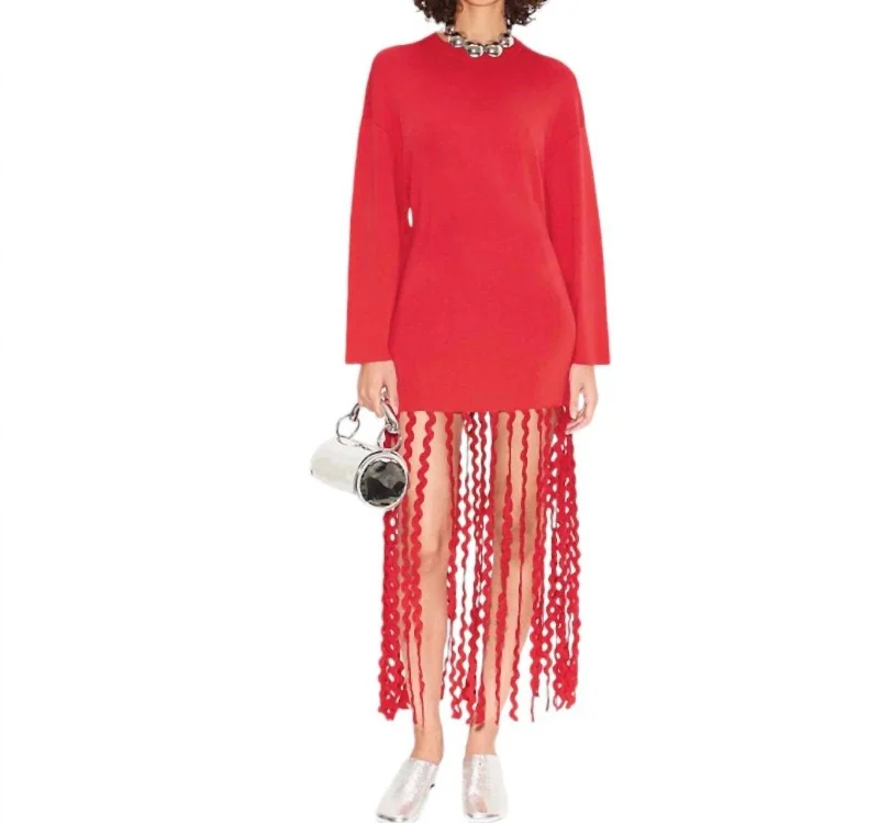 Wallis Knit Fringe Dress In Cherry Red Women's Clothing And Garments Sets