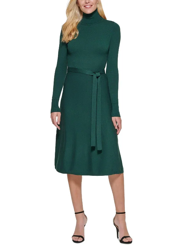 Womens Turtleneck Midi Sweaterdress Women's Luxury Apparel