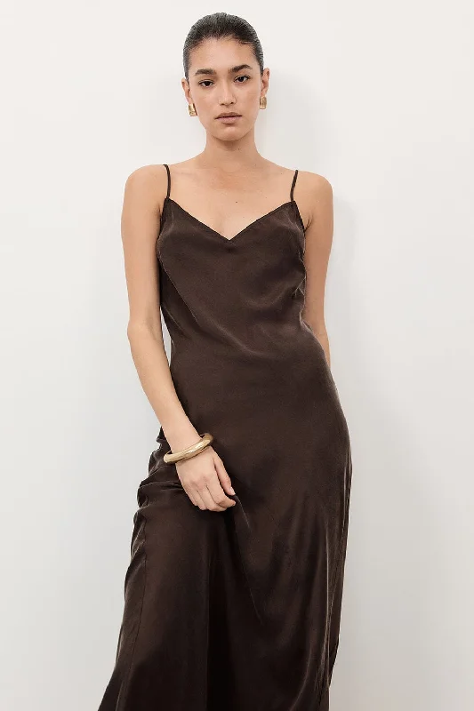 COLETTE BITTER CHOC SILK DRESS Women's Evening Wear Outfit