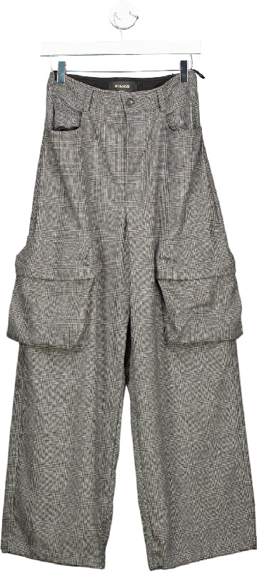 Pinko Grey Rhydon Pantalone Flanella Disegno Galles Trousers UK 6 Trendy Women's Outfits for Casual Wear