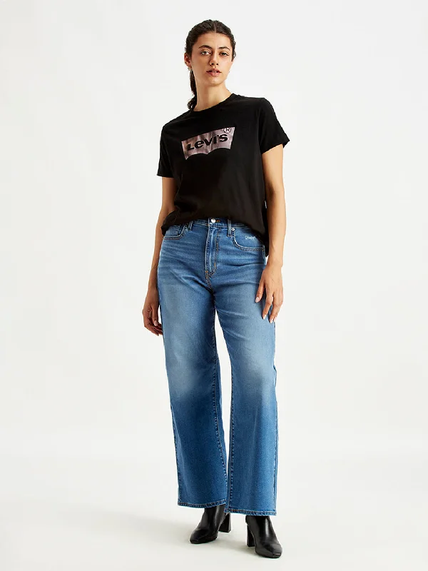 Women's High Rise Wide Leg Blue Jeans Sale For Women