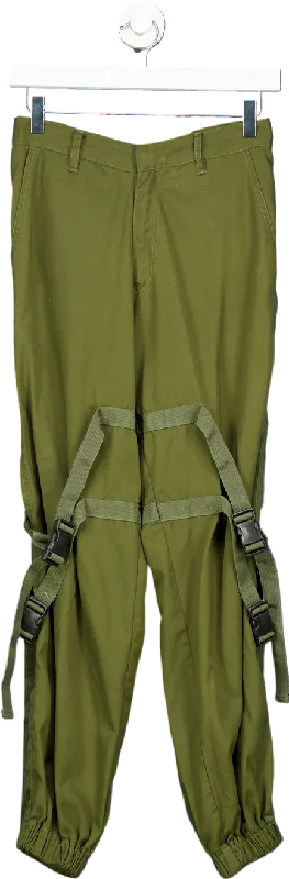 Motel Olive Green Strapped Cargo Trousers UK XS Women's Athletic Outfit