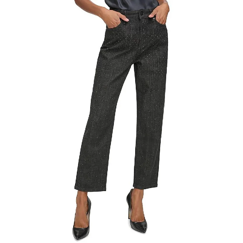 Cannes Womens High-Rise Straight Leg Cropped Jeans Holiday Discount