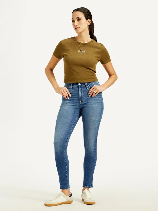 Women's High Rise 721 Skinny Blue Jeans Elegant Clothing For Women