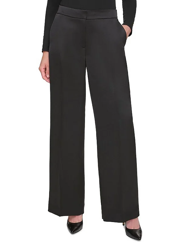 Petites Womens Satin Palazzo Wide Leg Pants Women's Trendy Outfit