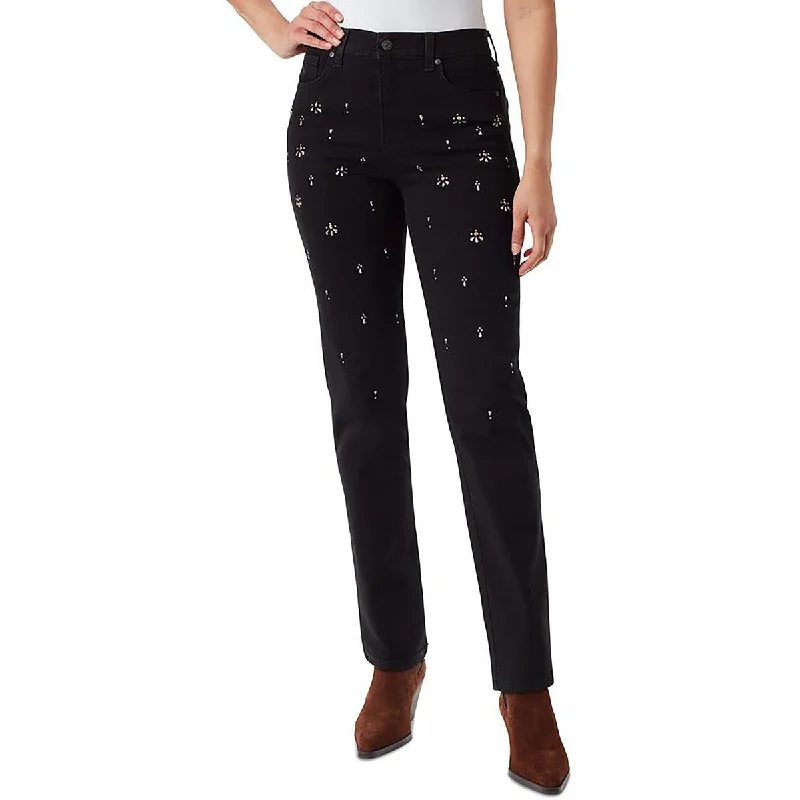 Womens High Rise Embellished Ankle Jeans Women's Evening Outfit