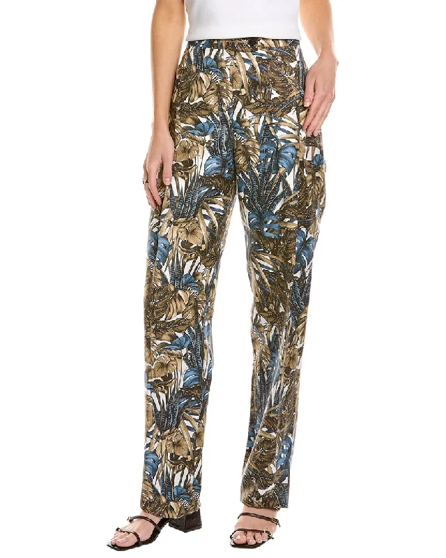 Ferragamo Printed Foliage Silk & Linen-Blend Pant Chic Clothing For Women