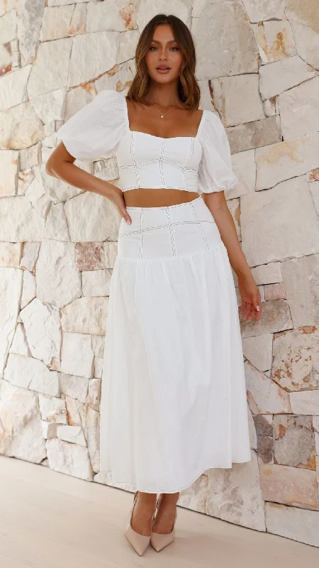 Vivien Top and Maxi Skirt Set - White Clothing Store