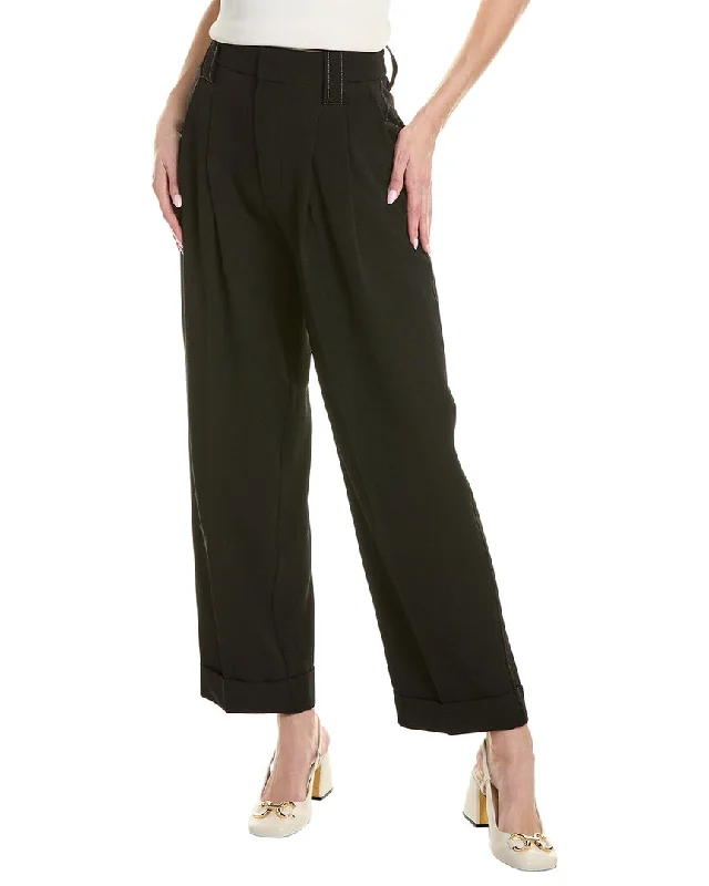 GANNI Loose Fit Mid-Waist Pleat Pant Affordable Women's Clothes