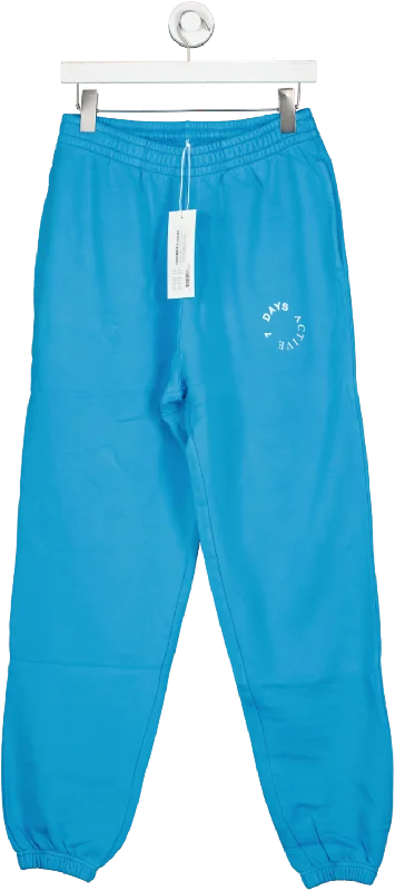 7 Days Active Blue 100% Organic Soft Cotton Monday Joggers UK L Women's Vintage Garments