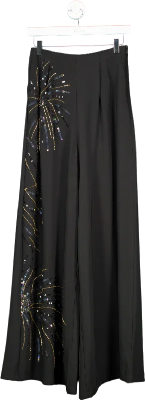 Virgos Lounge Black Embellished Wide Leg Trousers UK S Cheap Women's Clothing Online