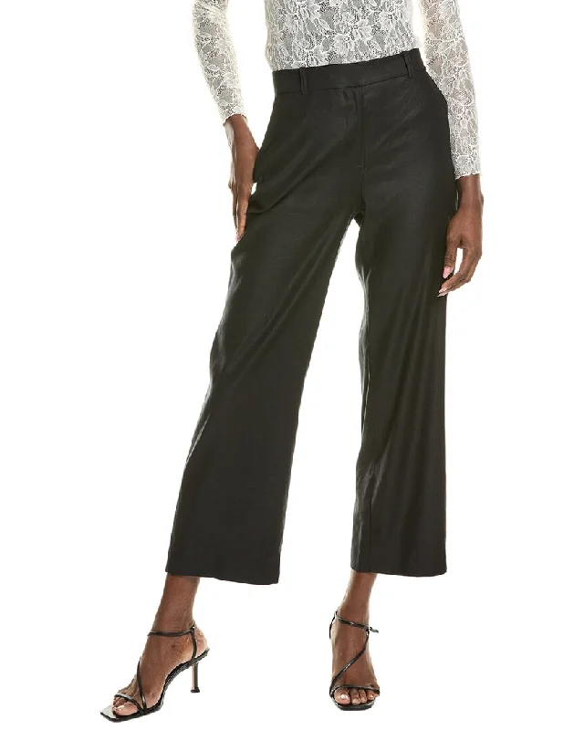 BCBGMAXAZRIA Straight Leg Linen-Blend Trouser Flash Sale Event