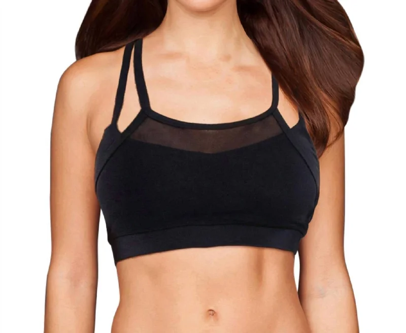 Mesh Overlay Vice Low Impact Sports Bra In Black High-End Women's Apparel