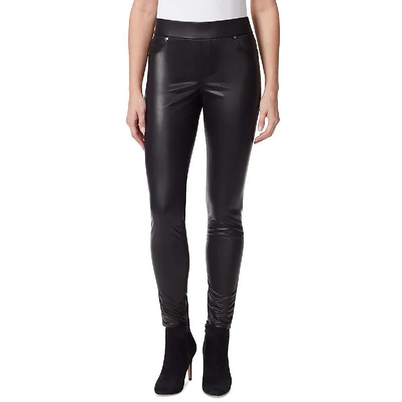 Avery Womens Faux Leather Slim Skinny Pants Women's Layered Outfit