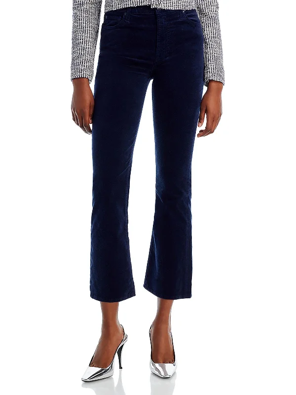 Womens High Rise Velvet Cropped Jeans Clearance Sale Online