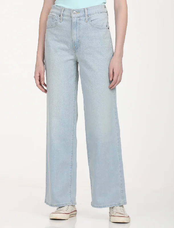 Women's High Rise Wide Leg Light Blue Jeans Clearance Sale Online