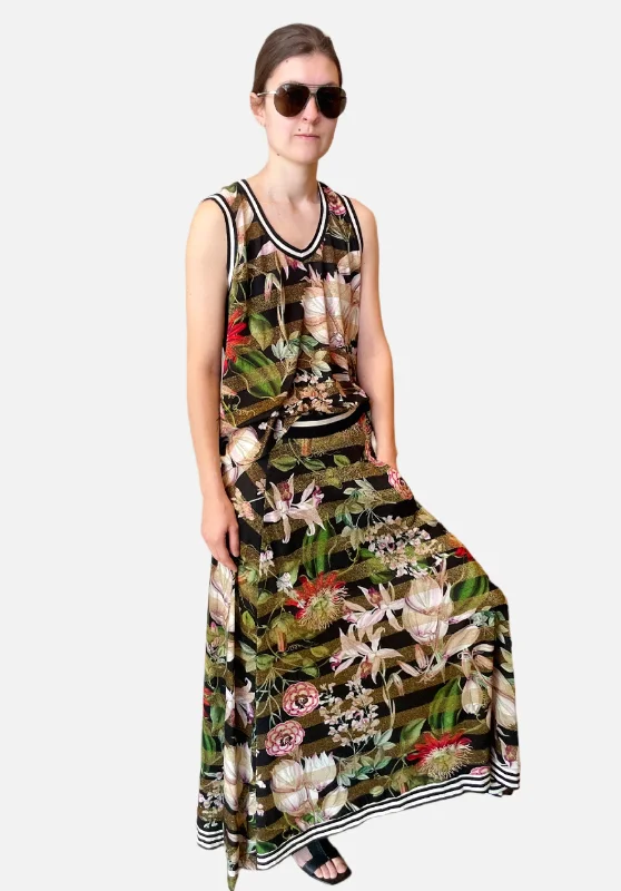 Skirt - Black Gold Floral Women's Travel Apparel