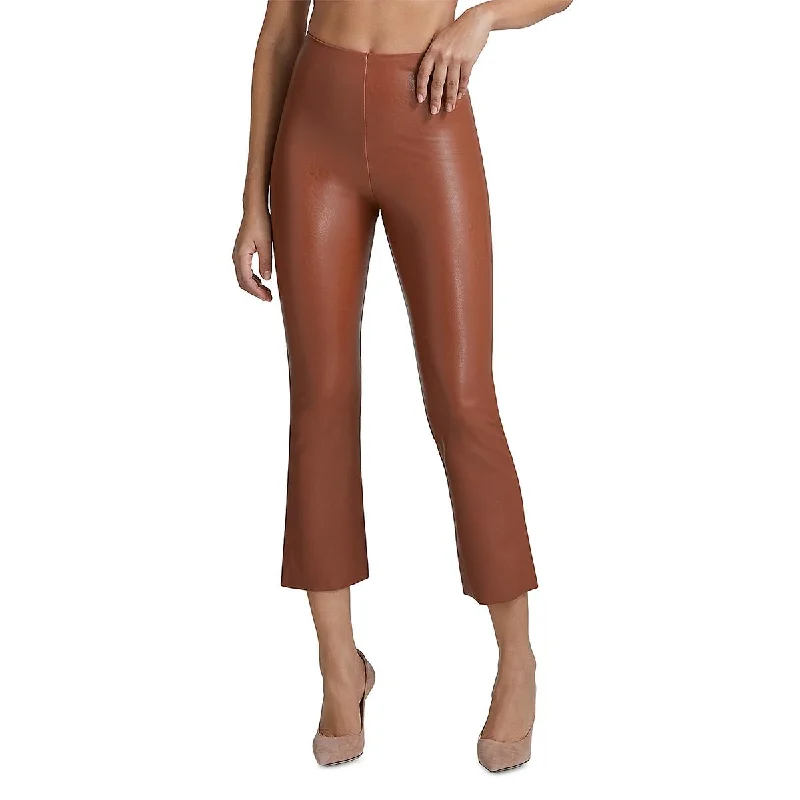 Womens Faux Leather Cropped Flared Pants Contemporary Women's Clothing