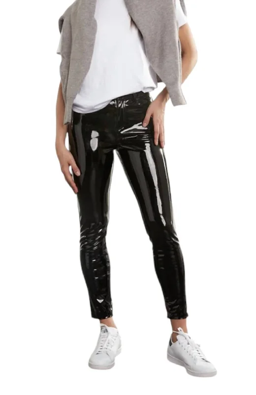 Faux Patent Leather 5-Pocket Pants In Black Sales Clothes