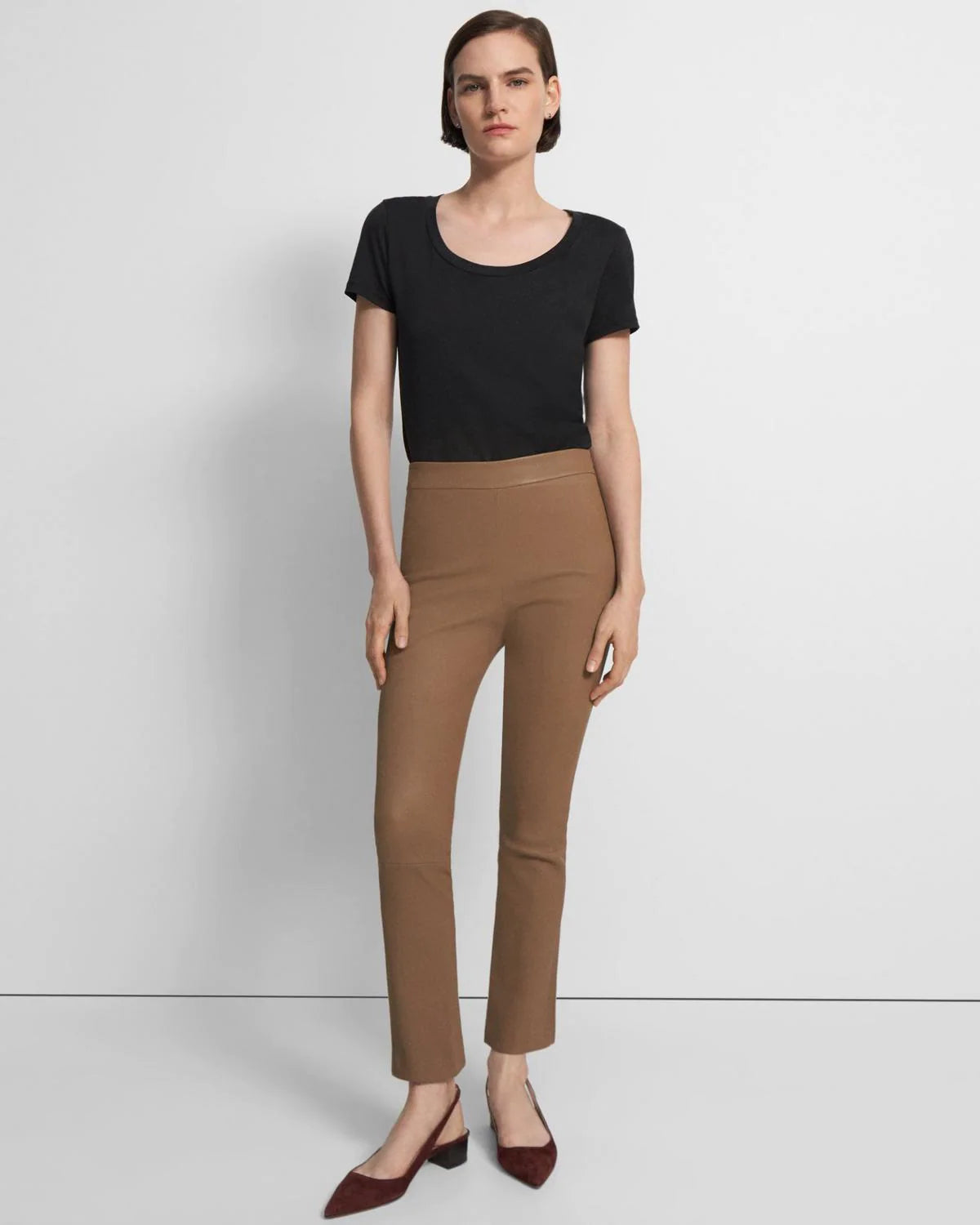 Leather Slim Kick Pant - Truffle Women's Activewear Outfit