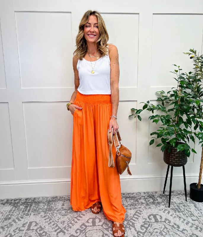 Orange Culotte Trousers Glamorous Evening Wear