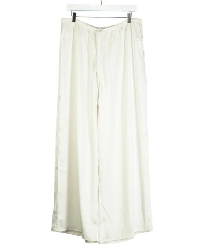 Lounge Underwear Cream Satin Wide-leg  Elasticated Trouser UK XXL Women's Trendy Apparel