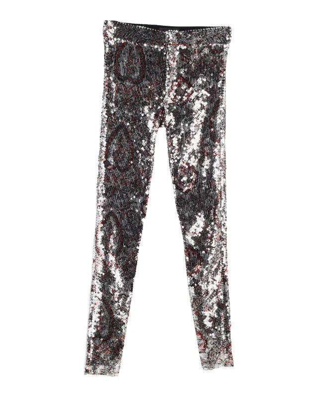 Isabel Marant Odizo Sequined Pants in Silver Polyester Women's Casual and Dressy Outfits