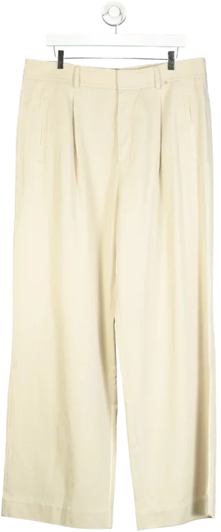 EVERLANE Cream The Draper Pleated Pant UK 16 Women's Holiday Apparel