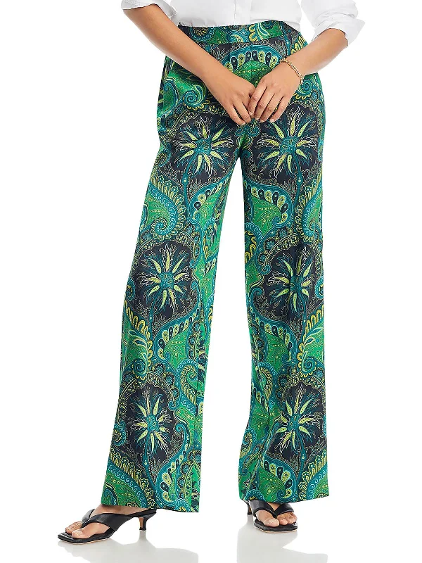 Jade Womens Paisley High Rise Wide Leg Pants Trendy Women's Apparel