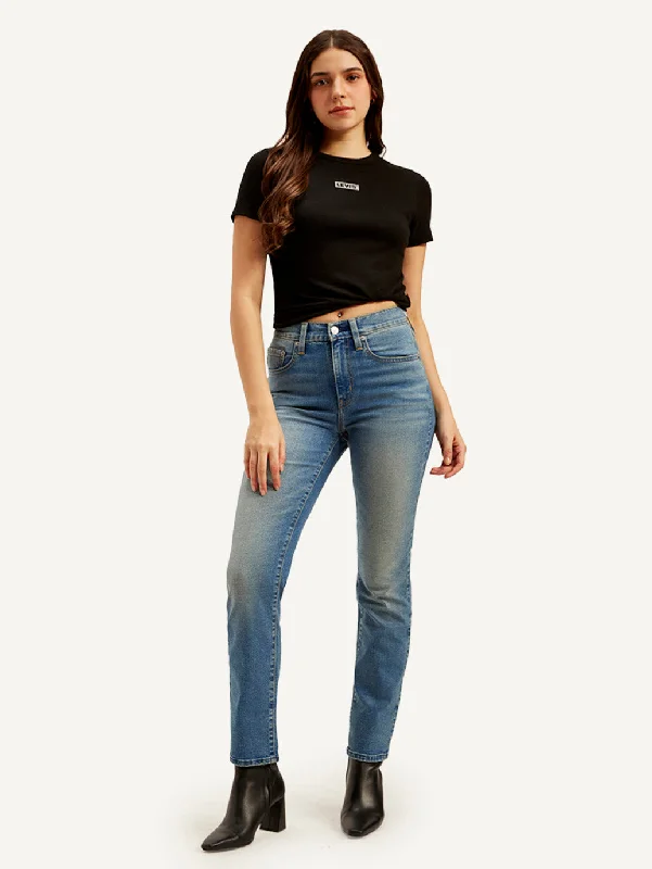 Women's High Rise 724 Slim Straight Fit Blue Jeans Modern Women's Wardrobe Essentials